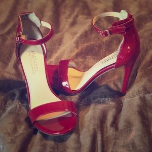 Red patent leather stilettos